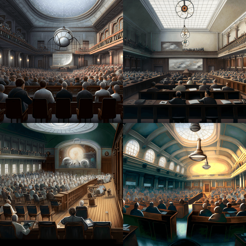 A conference hall full of scientists v4
