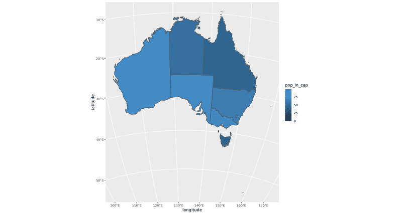 Au population in cities for each state