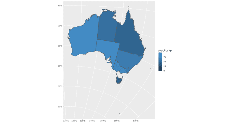 Au population in cities for each state