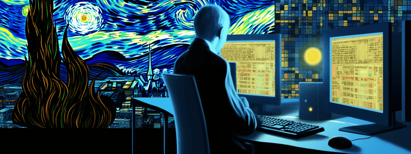 an AI generated picture (Midjourney) with prompt; 'computer programming in the style of Starry Night by Vincent van Gogh'. You can share and adapt this image following a CC BY-SA 4.0 licence.