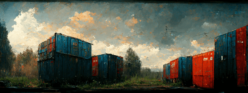 an AI generated picture (Midjourney) with prompt; 'containers ::  landscape ::  photorealistic'. You can share and adapt this image following a CC BY-SA 4.0 licence