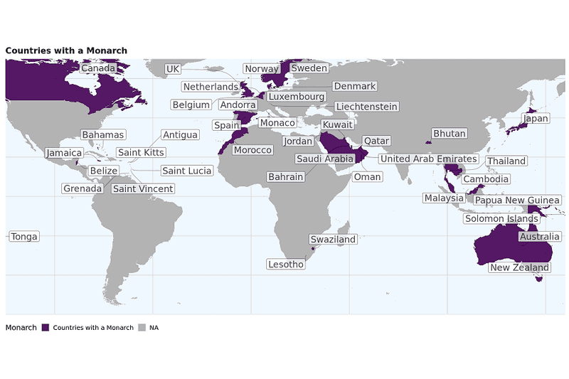 Map of monarchy no kiwis