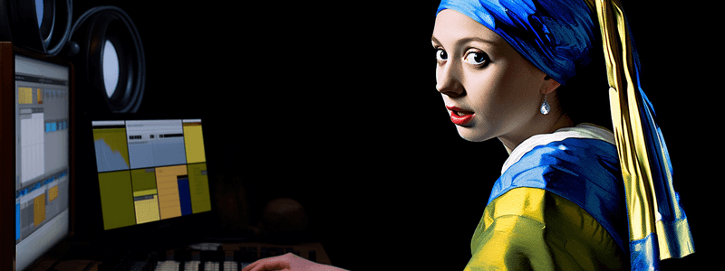 an AI generated picture (Midjourney) with prompt; 'computer programming in the style of Girl with a Pearl Earring by Johannes Vermeer'. You can share and adapt this image following a CC BY-SA 4.0 licence.