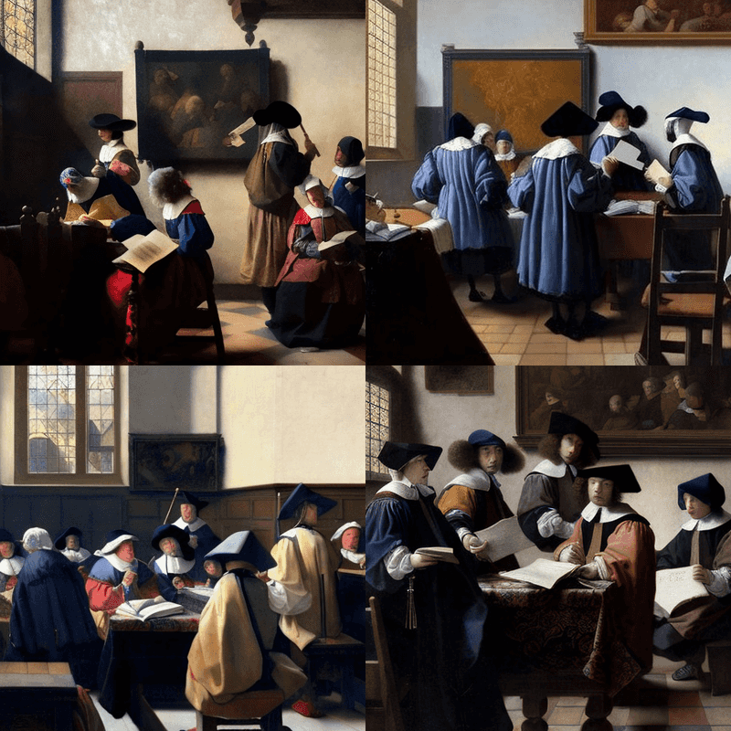 A painting of graduates by Johannes Vermeer v4